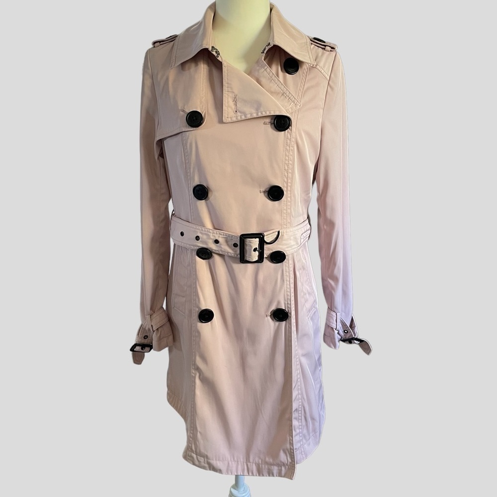 𝅺bcbgeneration Double Breasted Spring Trench Coat Waterproof Pink Size S - Picture 4 of 16